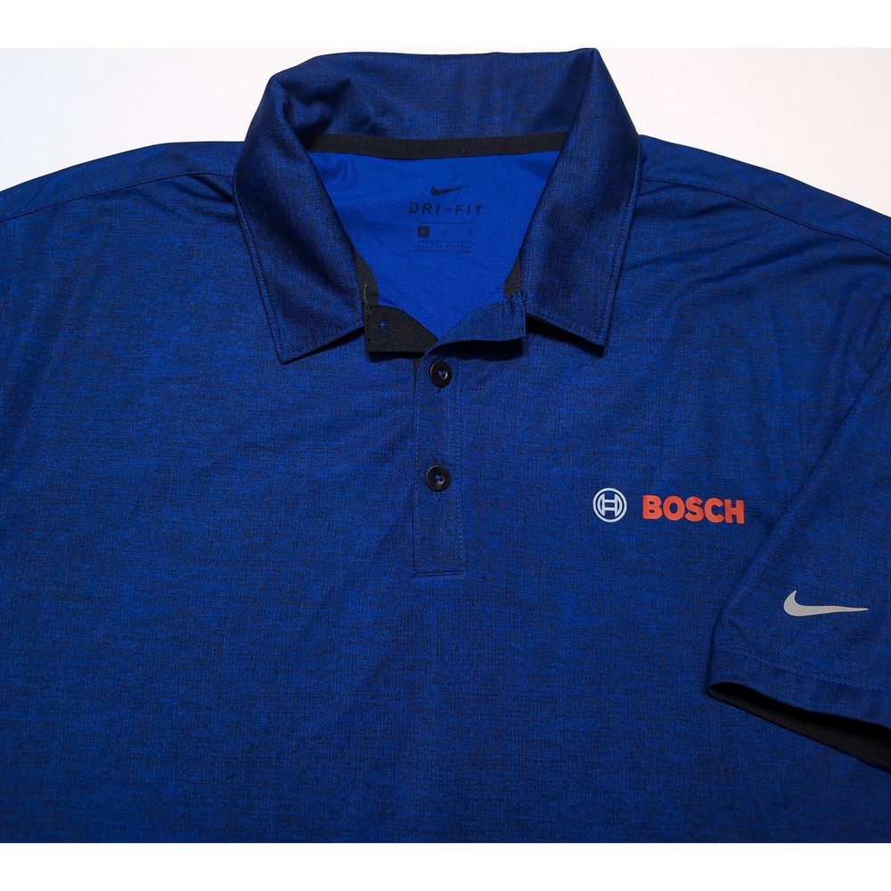 NIKE Bosch Power Tools Polo Mens XL Blue Excellent Dri-FIT Short Sleeve Shirt